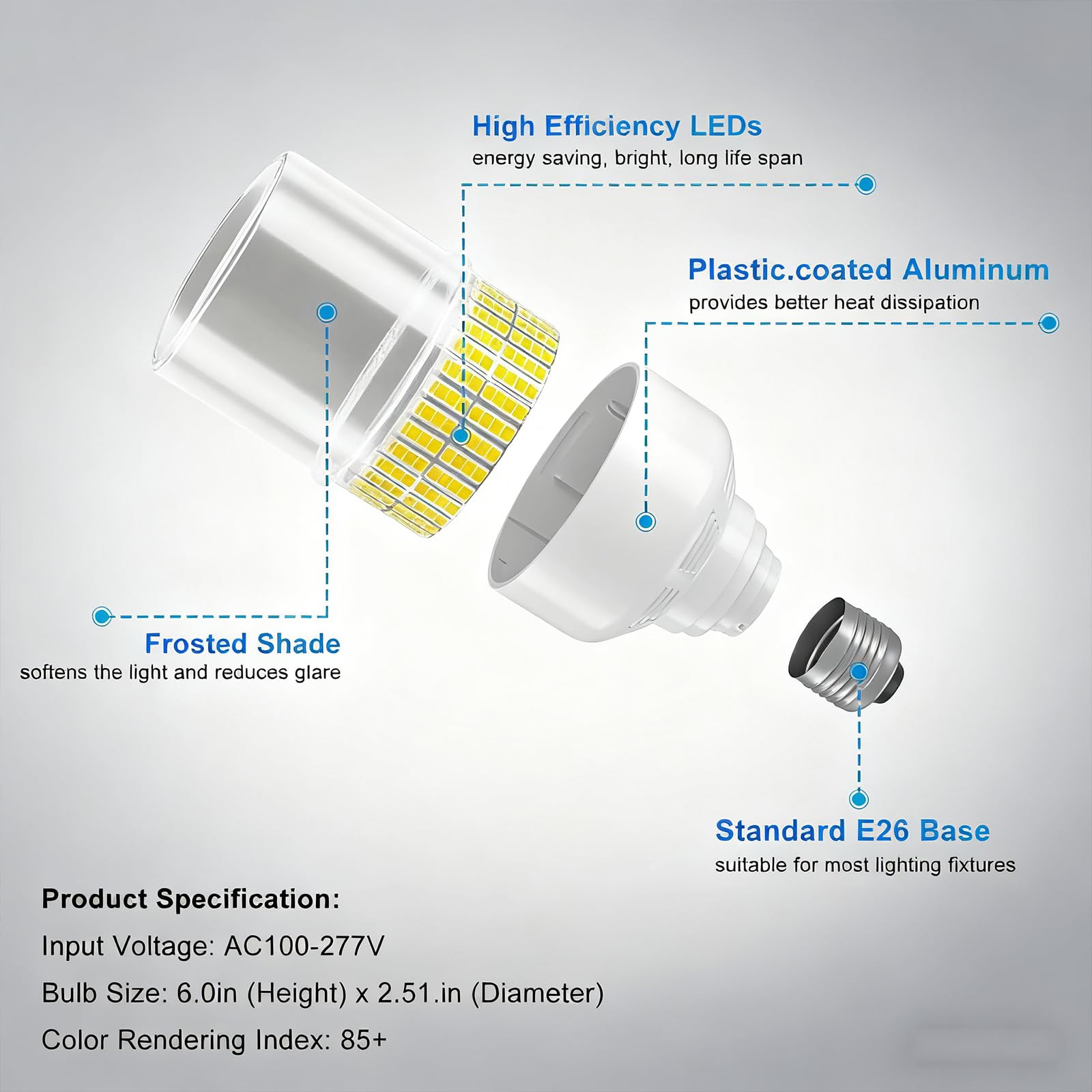 NS LED corn light 10500 lumens for large spaces.