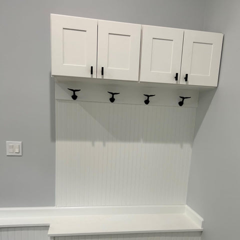NSBELL entryway organization using whale tail hooks to declutter.