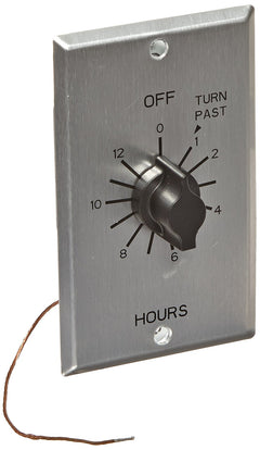 NSI TORK C412H in-wall timer with metal faceplate for automatic shutoff of lights and fans.