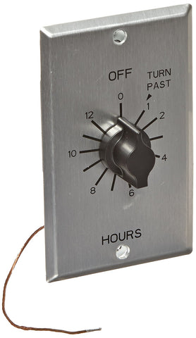 NSI TORK C412H in-wall timer with metal faceplate for automatic shutoff of lights and fans.