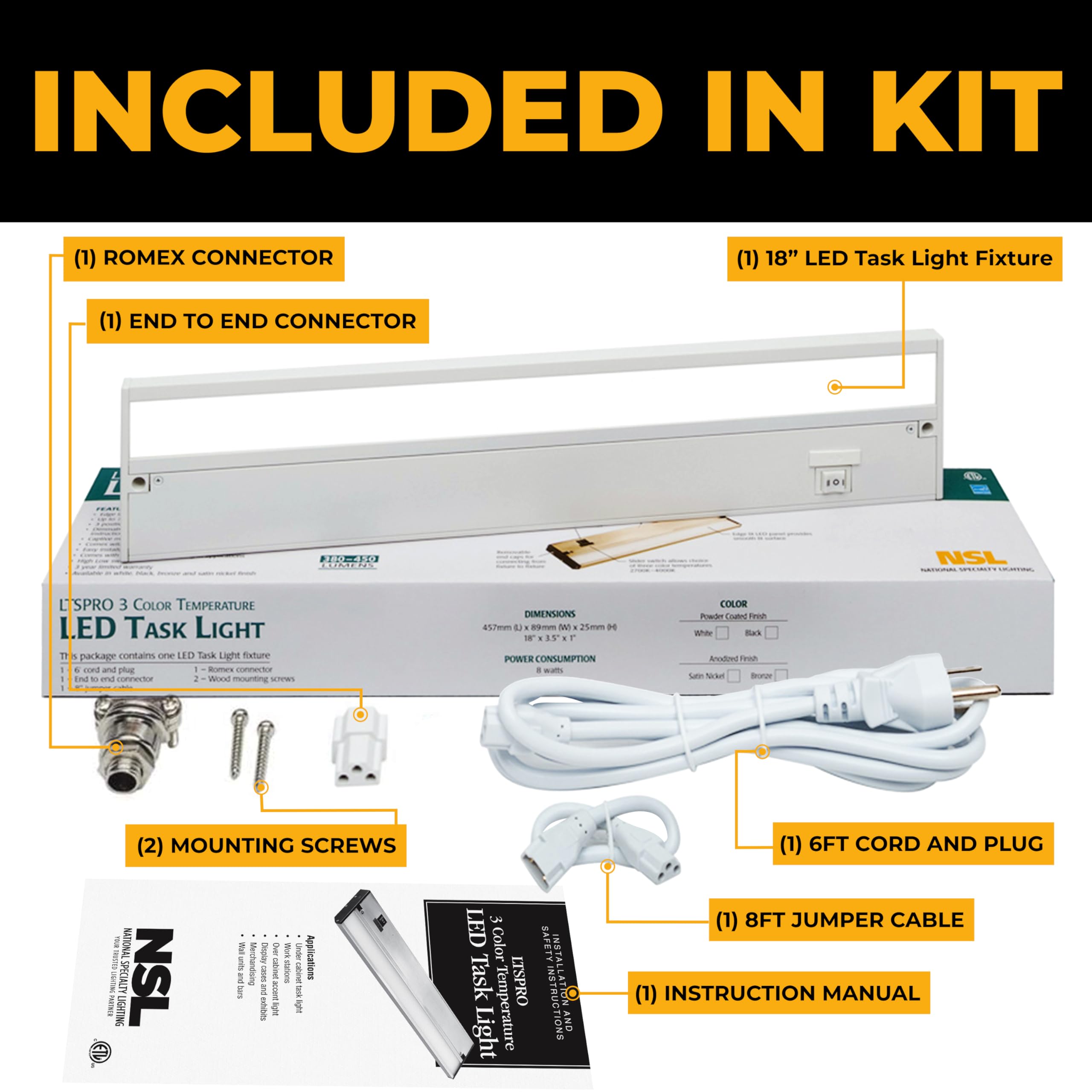 NSL edge-lit under-cabinet light reduces hotspots for even illumination