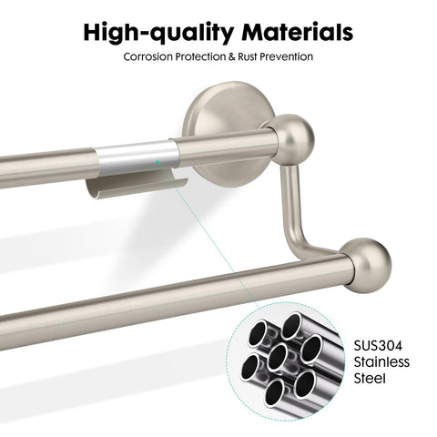 Ntipox 24-inch double towel bar offers ample space for full-size towels.