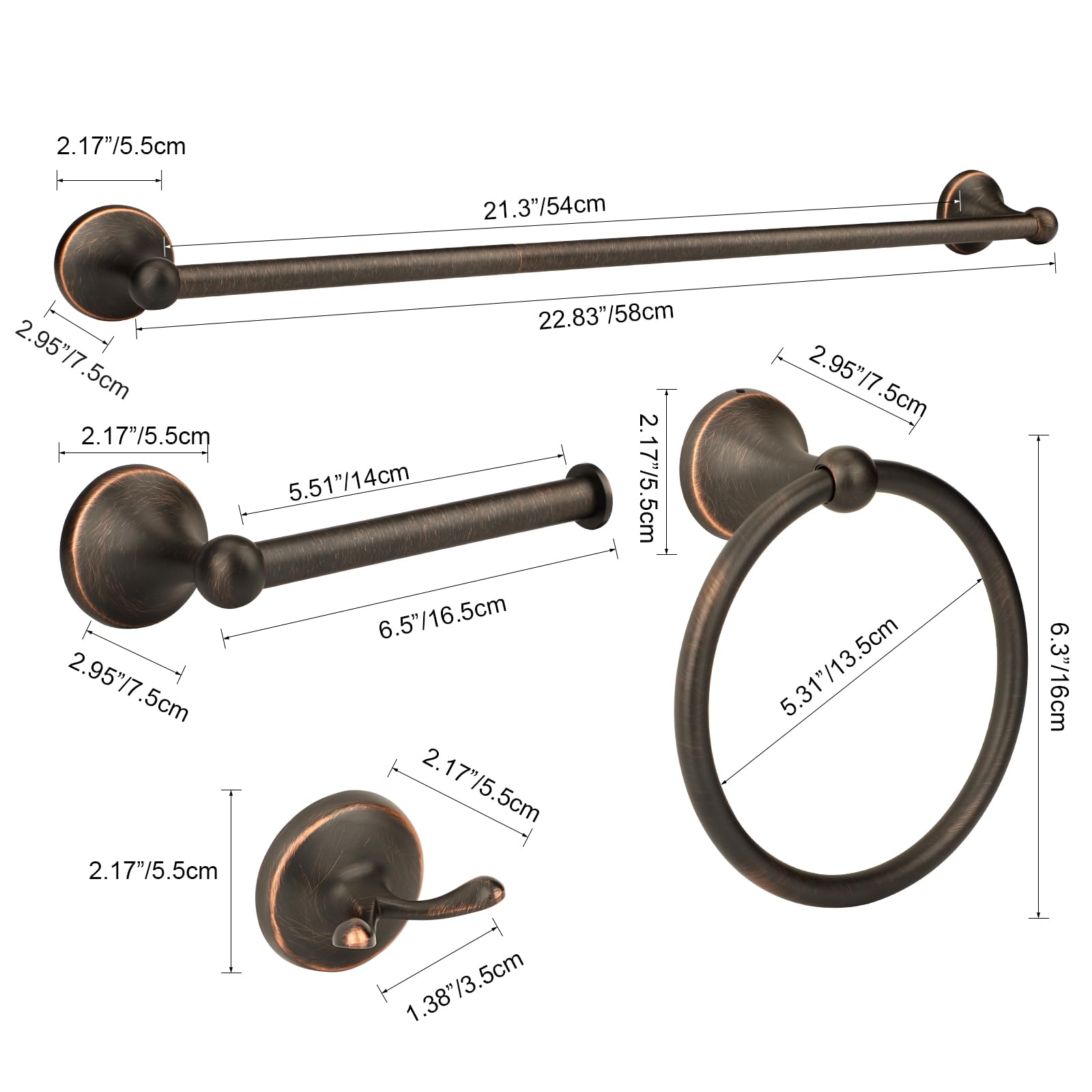 Ntipox antique bronze bathroom kit complements any decor and reduces clutter.