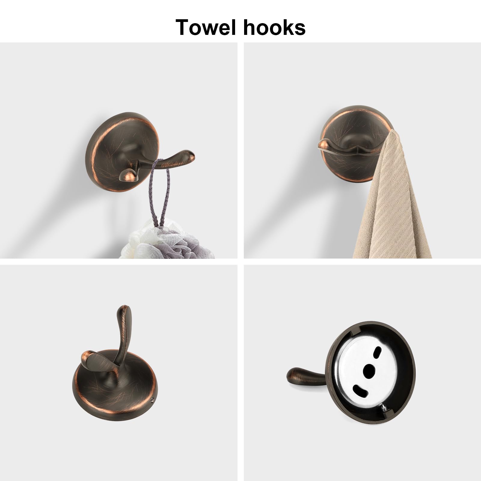 Ntipox antique bronze robe hooks organize robes and towels.