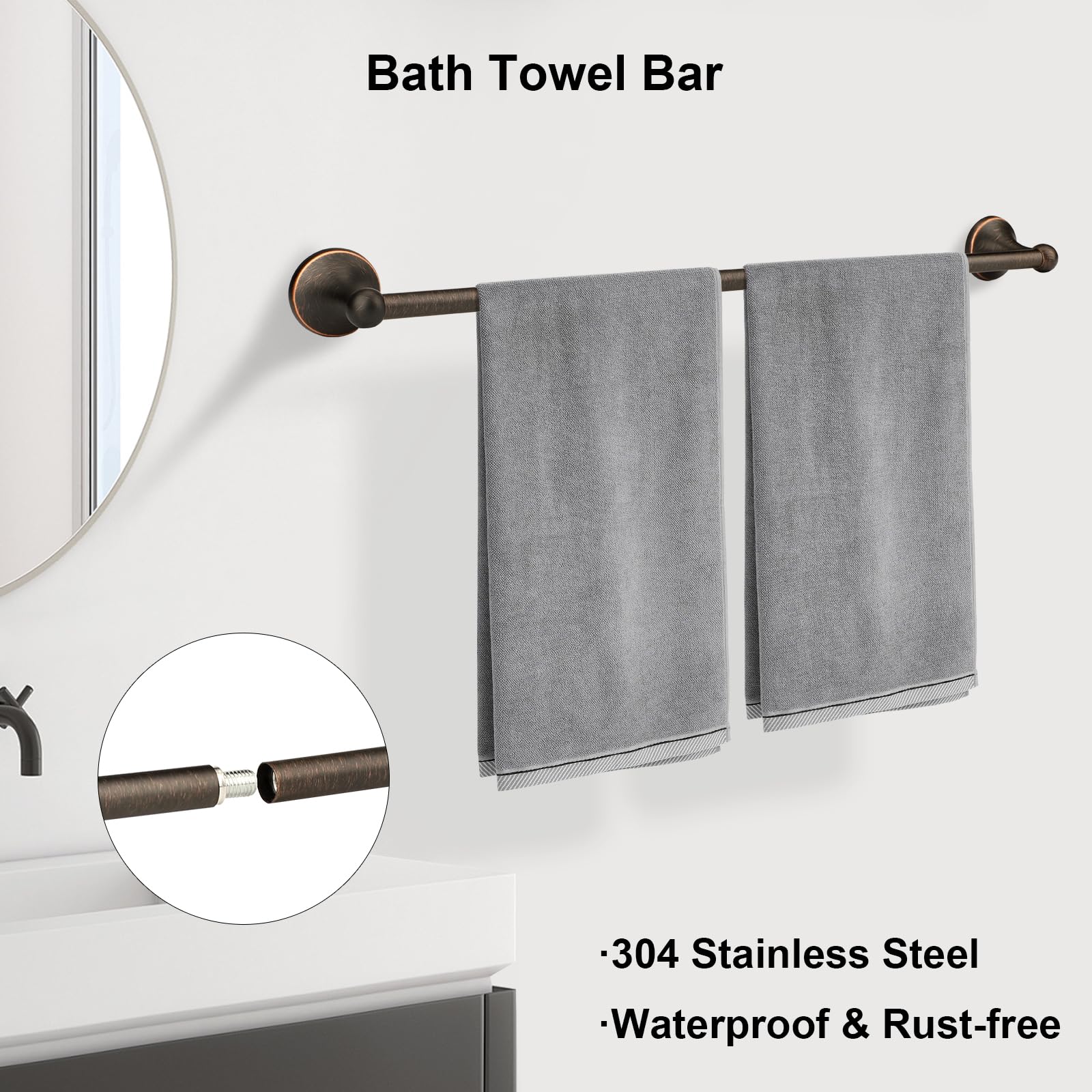 Ntipox antique bronze towel rack set adds versatile drying space.