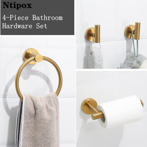 NTIPOX brushed gold toilet paper holder with secure mounting for easy installation