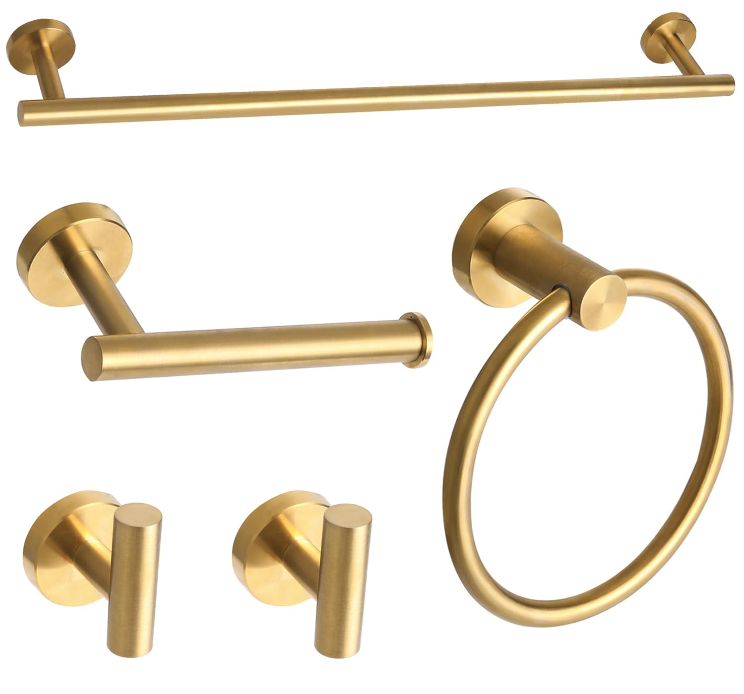 Ntipox brushed gold towel bar 24-inch mounted for organized towels.