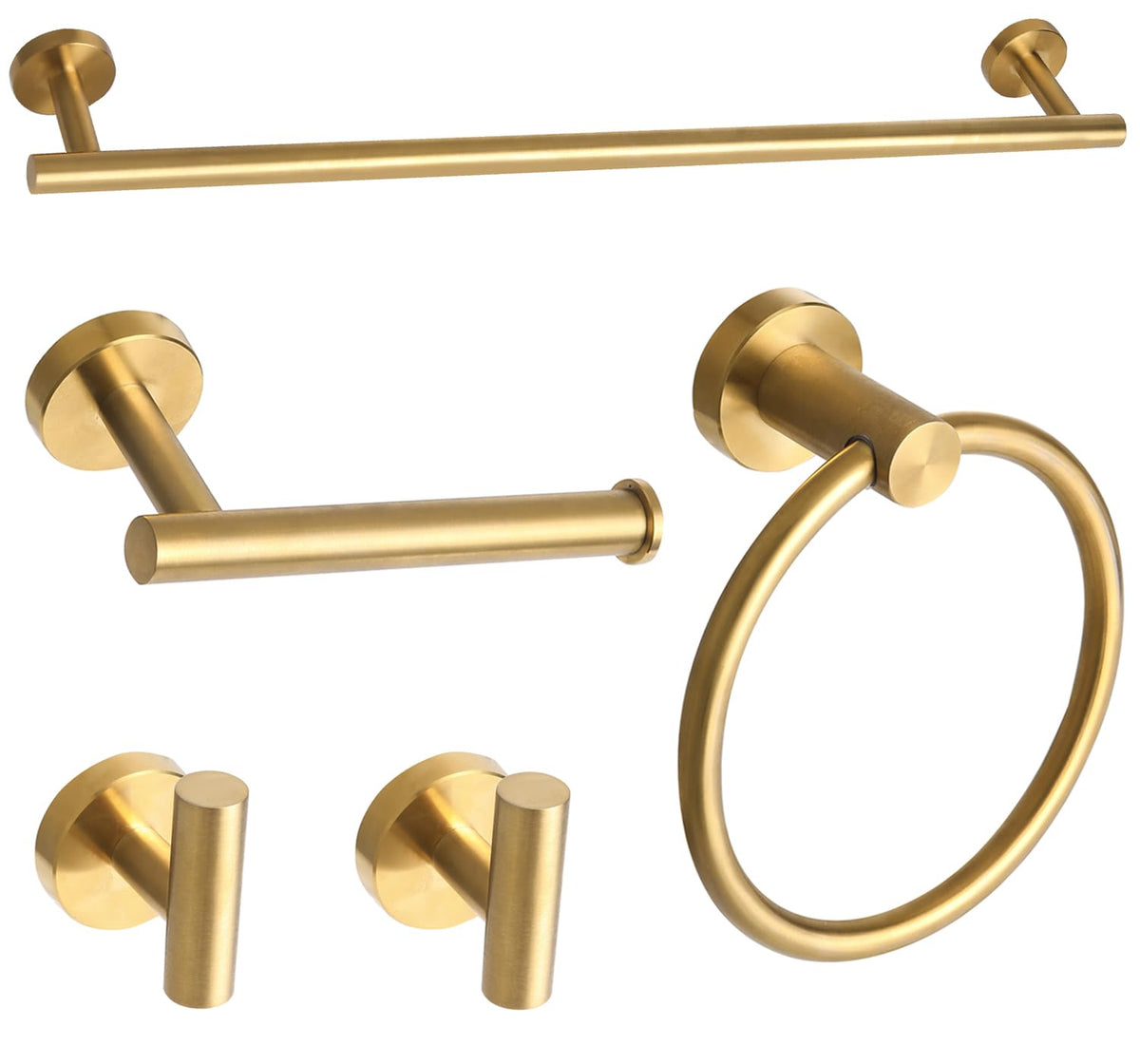 Ntipox brushed gold towel bar 24-inch mounted for organized towels.