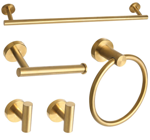 Ntipox brushed gold towel bar 24-inch mounted for organized towels.