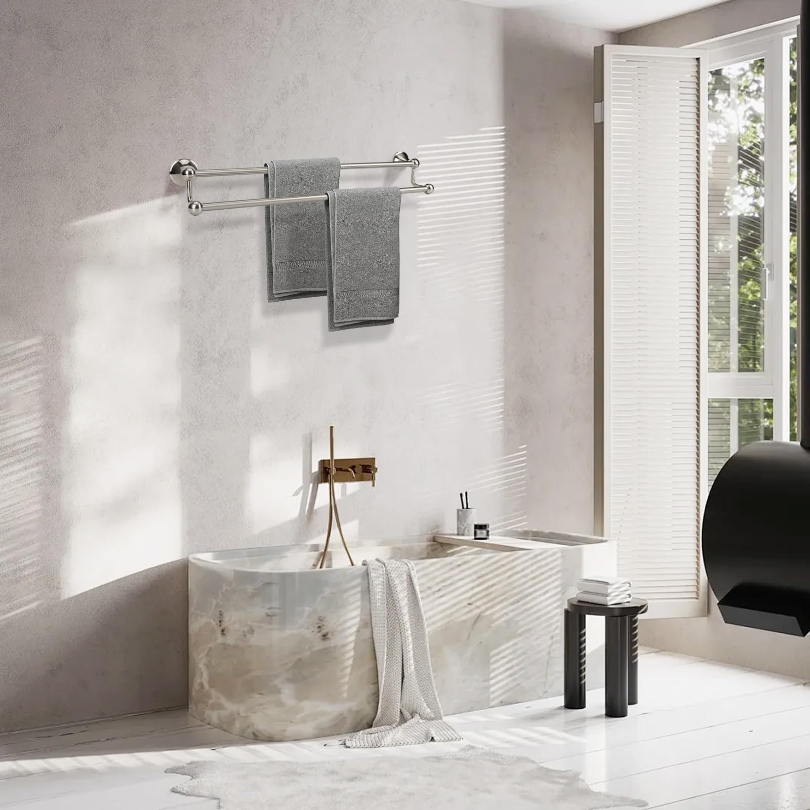 Ntipox DIY-friendly towel bar with included hardware simplifies installation.