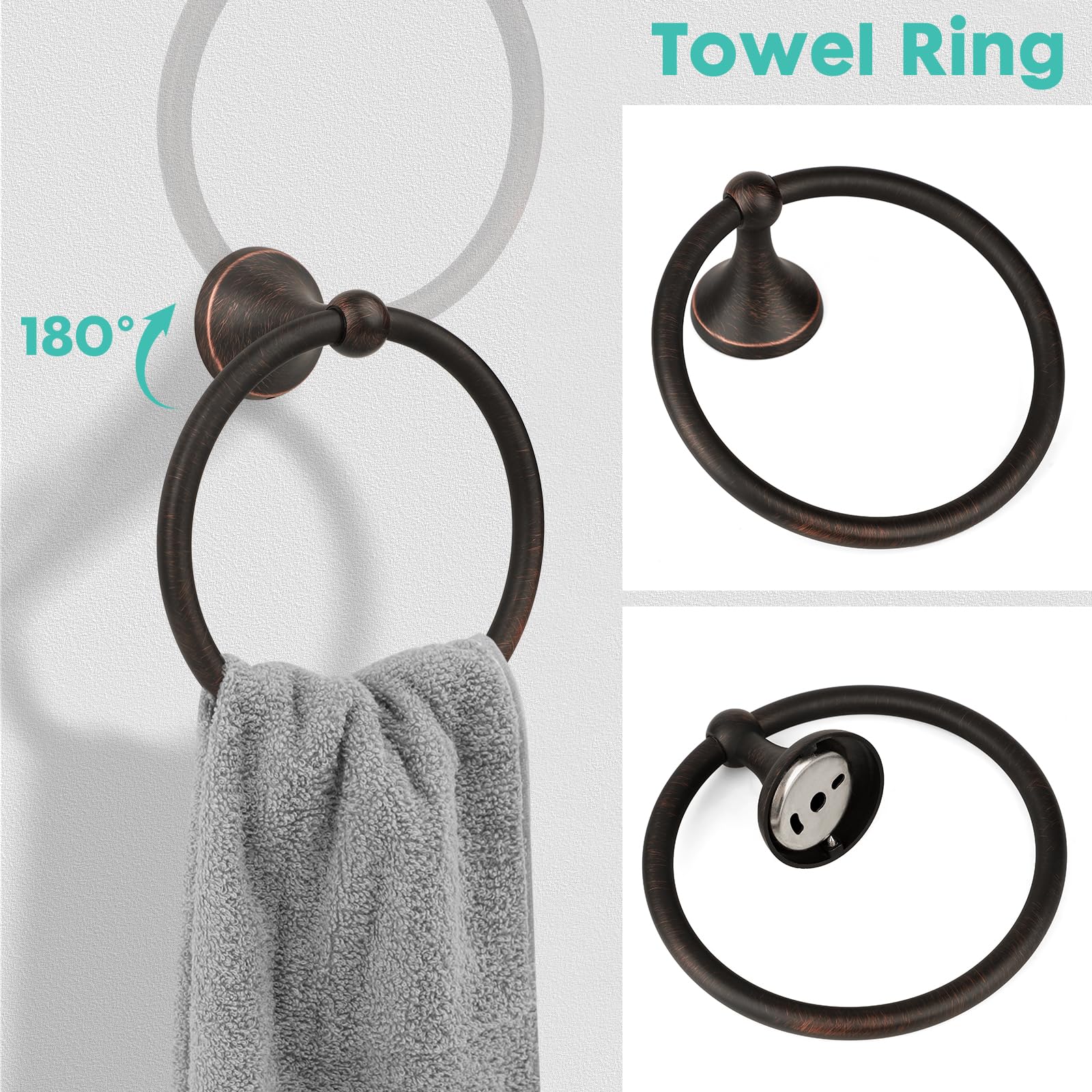 Ntipox oil rubbed bronze towel ring provides durable, stylish towel storage