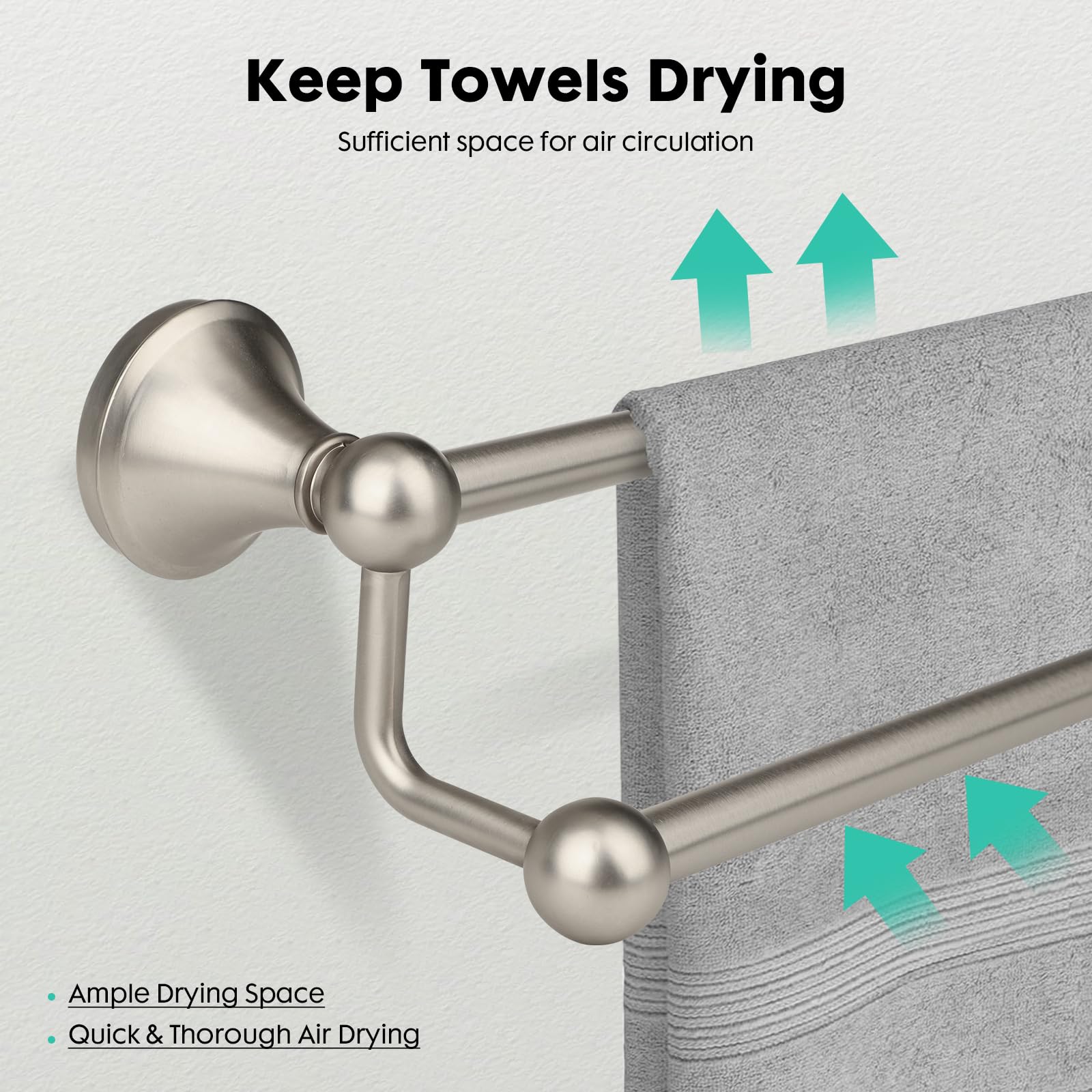 Ntipox powder-coated finish resists humidity for long-lasting bathroom use.