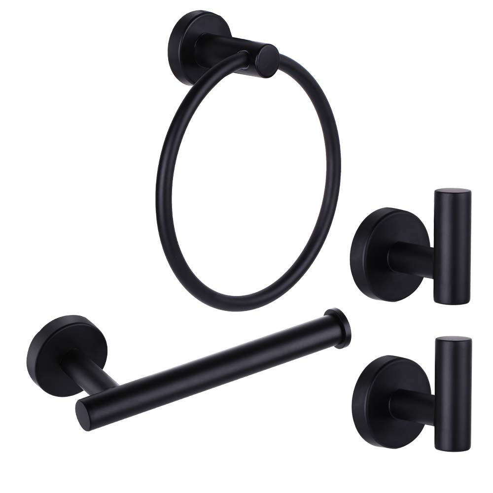 NTIPOX towel ring in matte black offers easy-access towels in a modern bathroom.