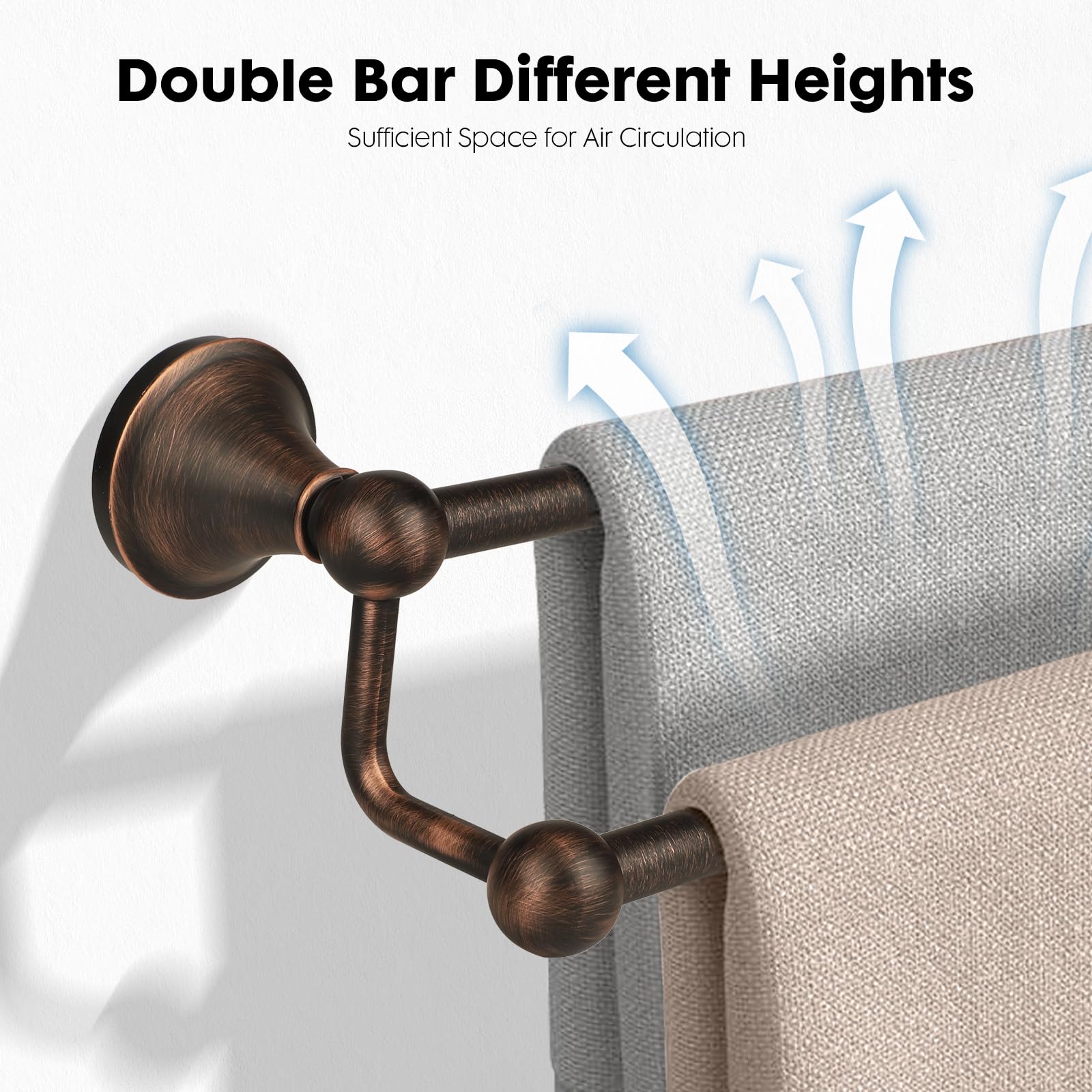 Ntipox wall-mounted bronze towel rack shown in a modern bathroom