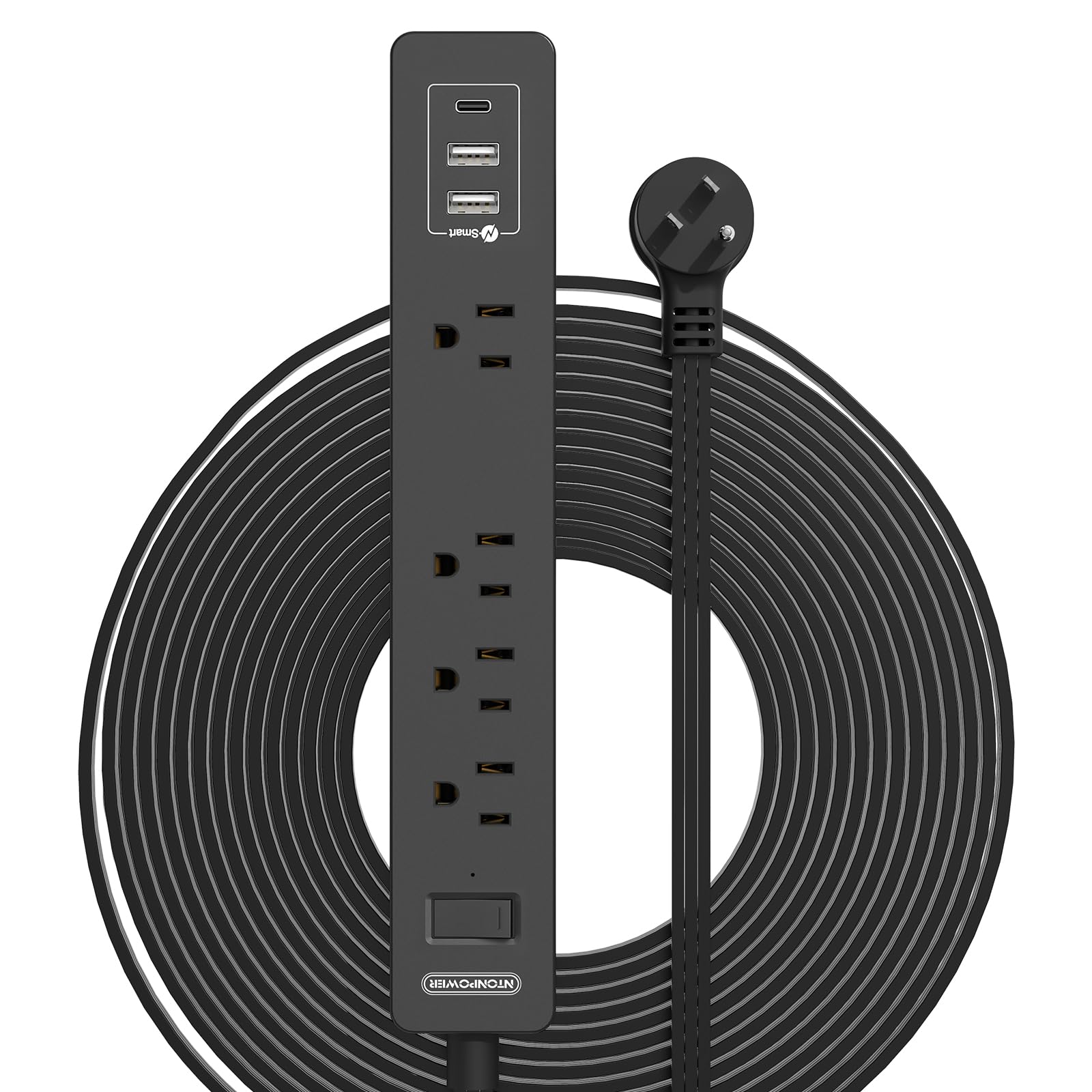 NTONPOWER flat extension cord 25 ft under rug enhances hidden power access