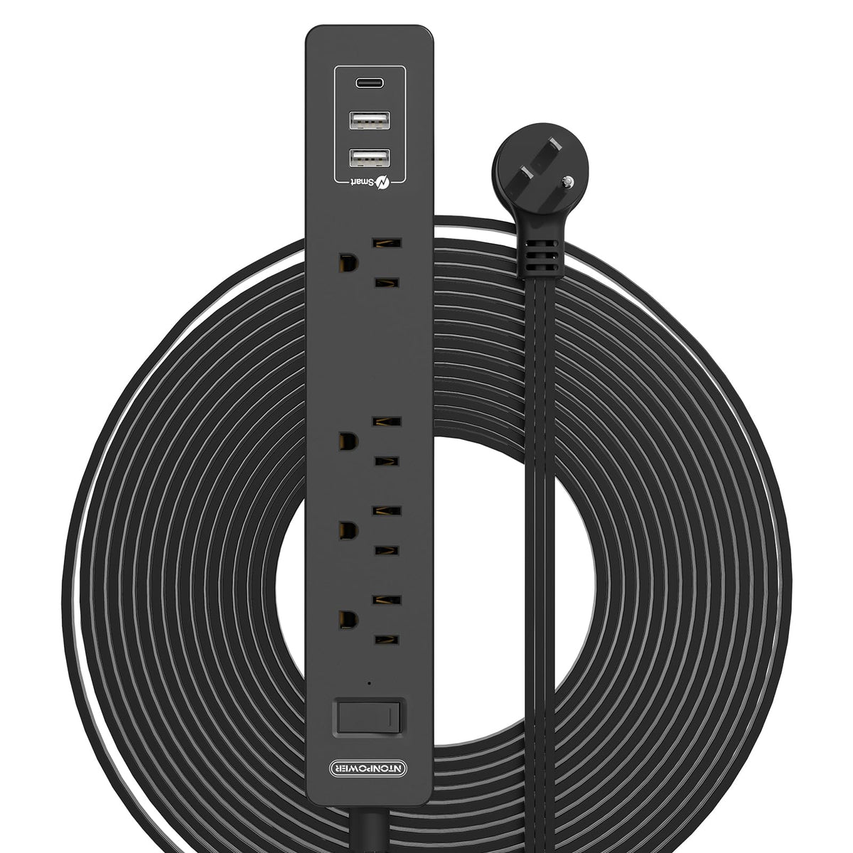 NTONPOWER flat extension cord 25 ft under rug enhances hidden power access