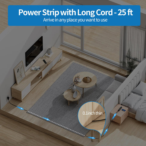 NTONPOWER flat plug behind furniture for tight-space power without crowding outlets