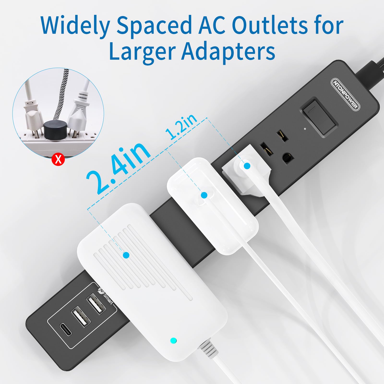NTONPOWER smart USB ports auto-detect charging for faster power