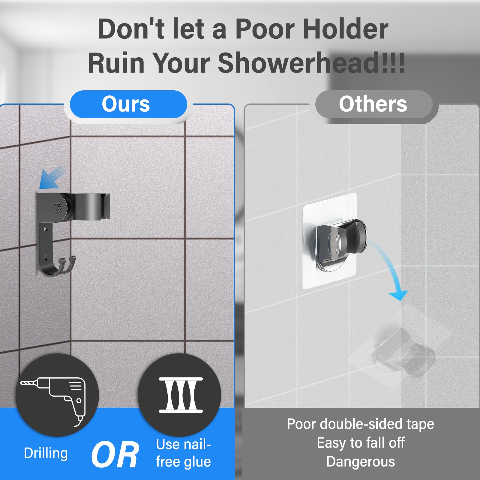 NTPN 304 stainless steel shower body close-up showing rust resistance