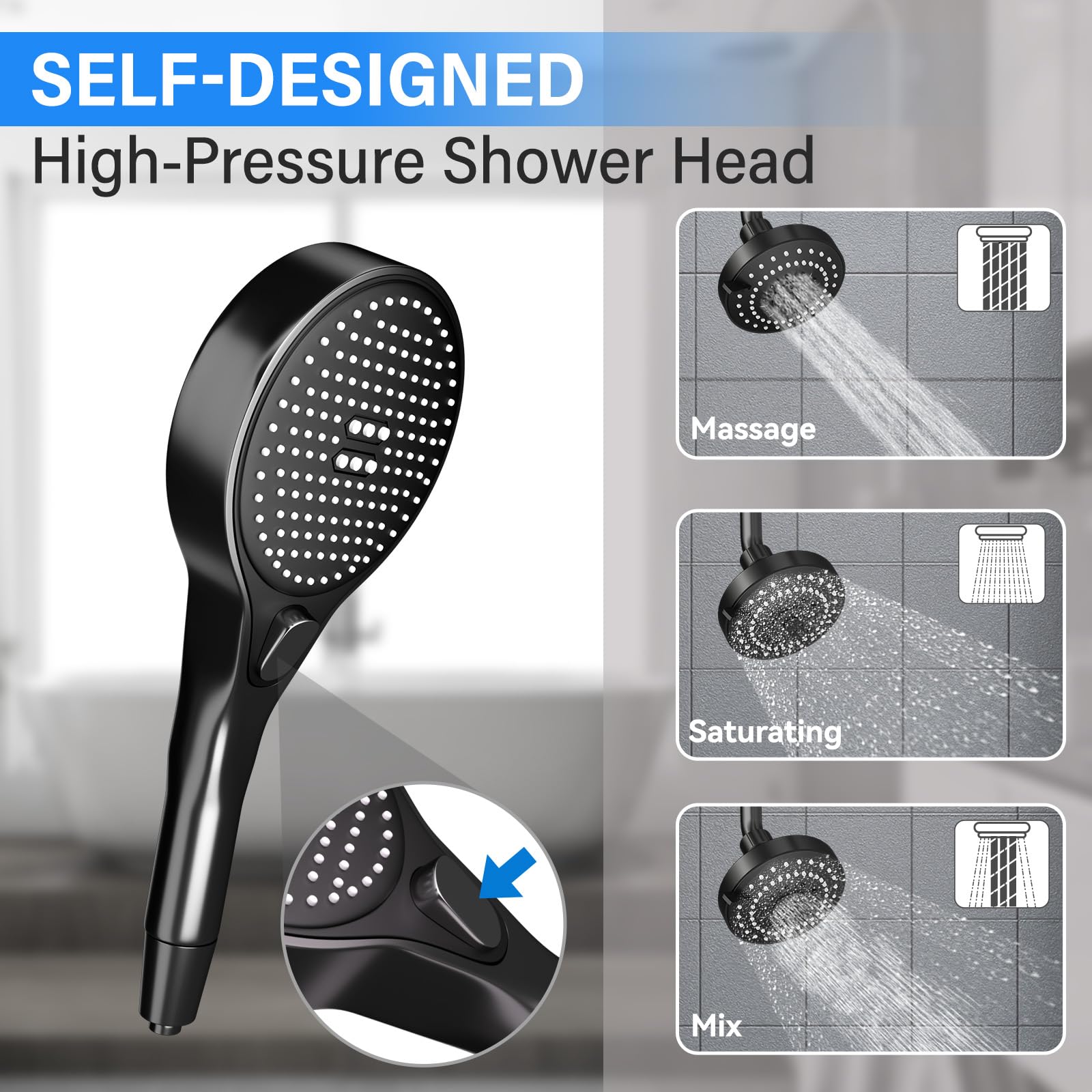 NTPN adjustable bracket on dual shower head for customizable height