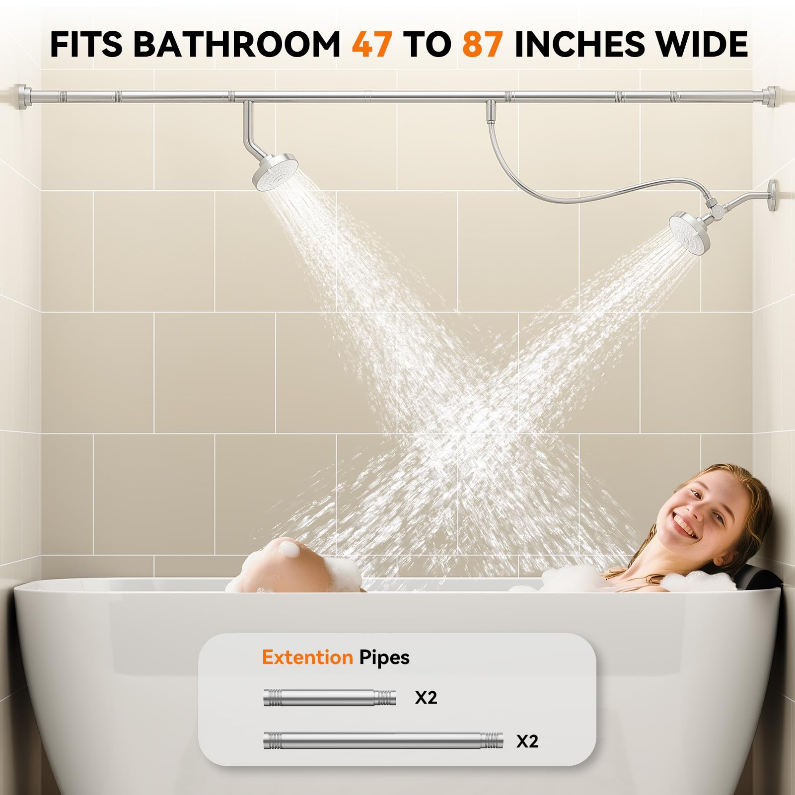NTPN dual shower head assembly shows quick install for renters