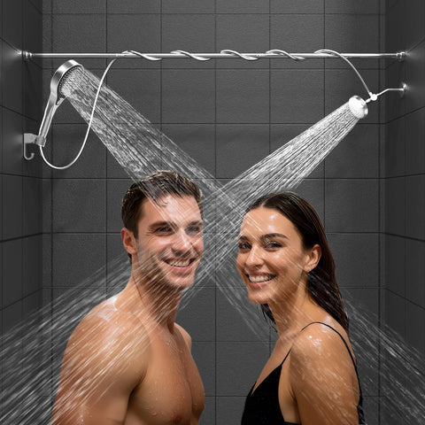 NTPN dual shower head chrome design for shared showers.