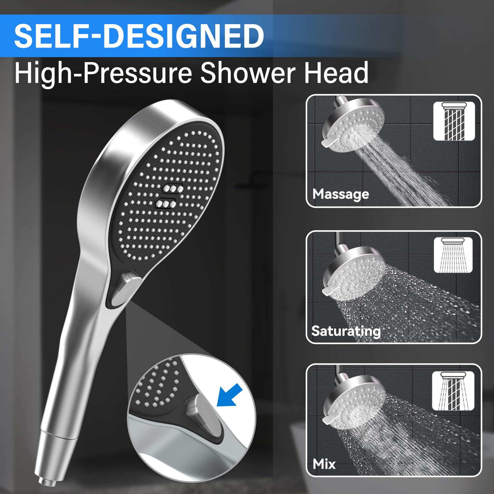 NTPN dual shower head high-pressure flow delivering strong water spray options.