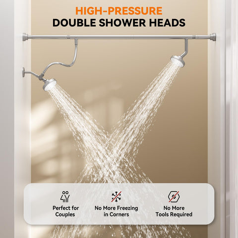 NTPN dual shower head high-pressure spray delivers stronger cleansing streams