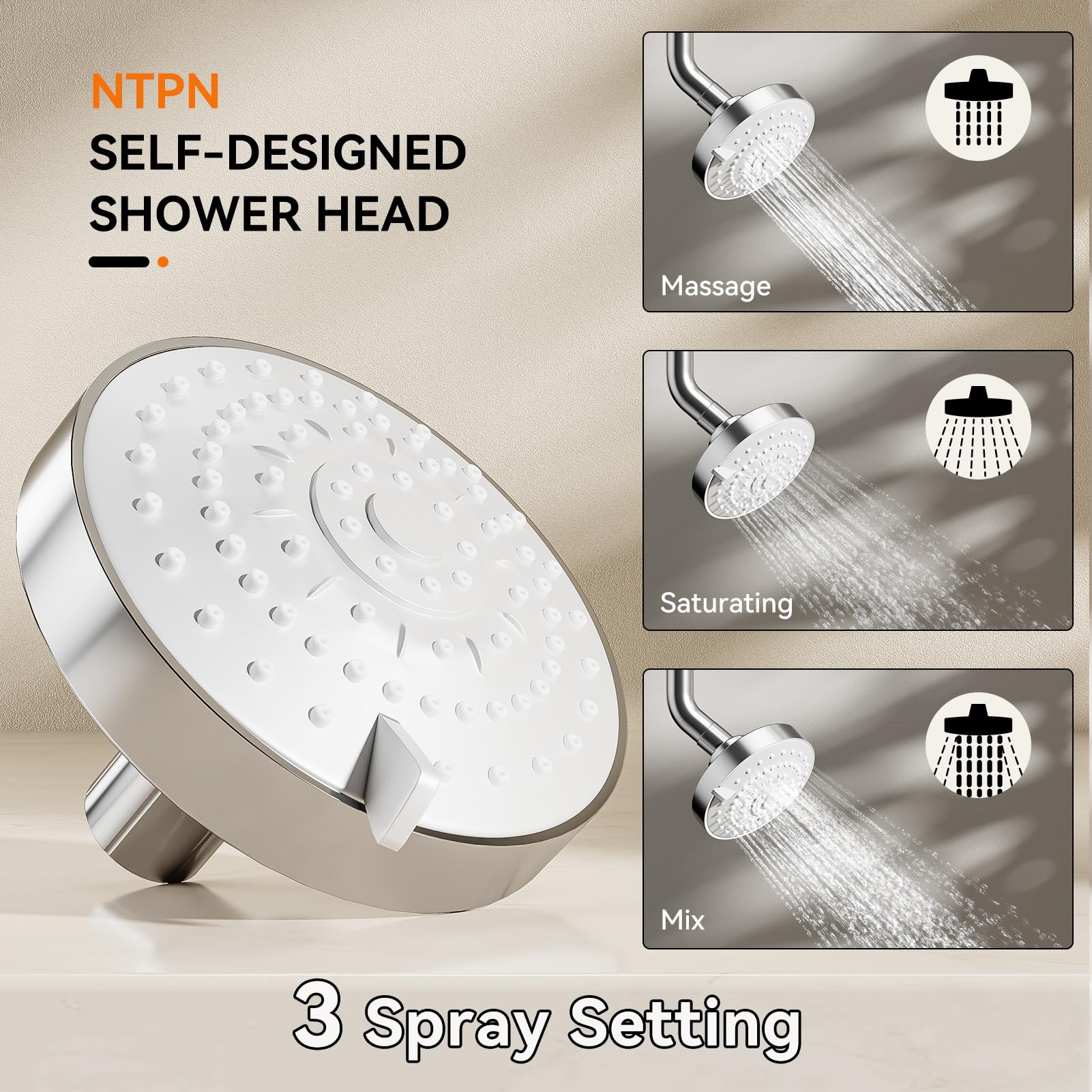 NTPN dual shower head three modes offer customizable showers
