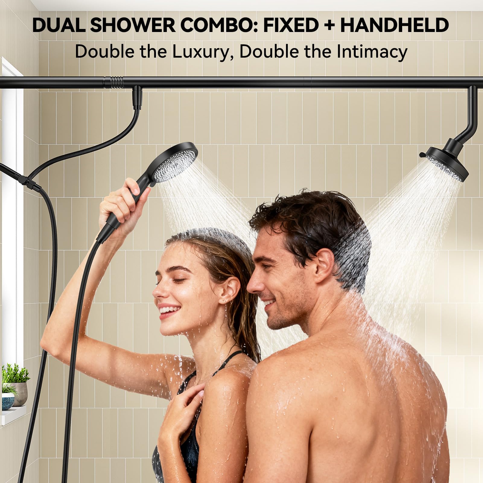 NTPN high-pressure dual shower heads deliver powerful spray even in low water pressure.