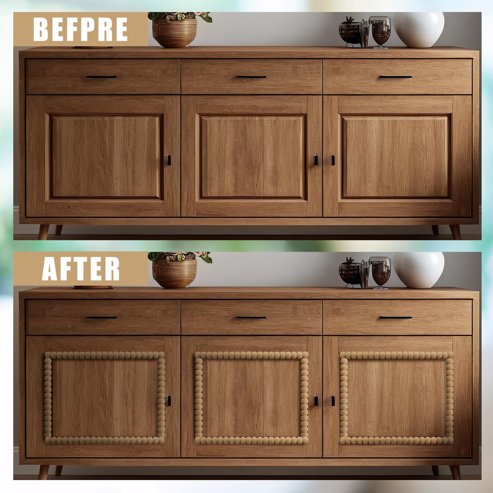Nuanchu smooth wood trim offers durable framing for DIY builds.