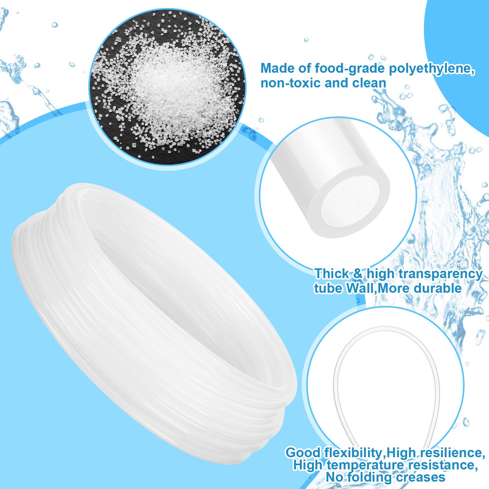 Flexible, easy-to-cut polyethylene tubing for custom lengths and setups.