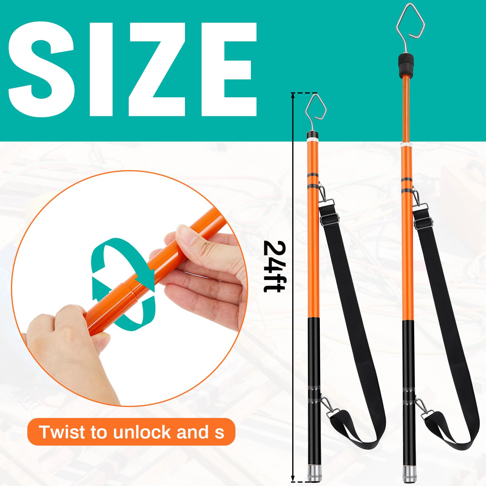 Nuanchu Wire Plus Telescopic Pole retracted to 35 inches for compact storage.