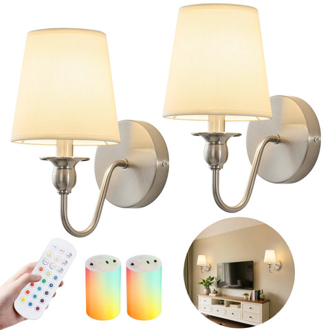 Nuanshued battery-operated wall sconce pair creates flexible lighting for any wall.