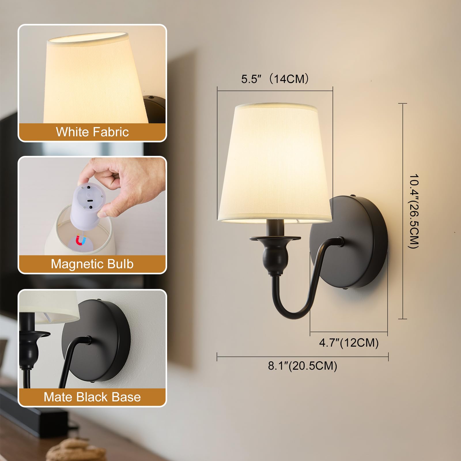 Nuanshued fabric-finish wall lamp adds soft texture to decor.