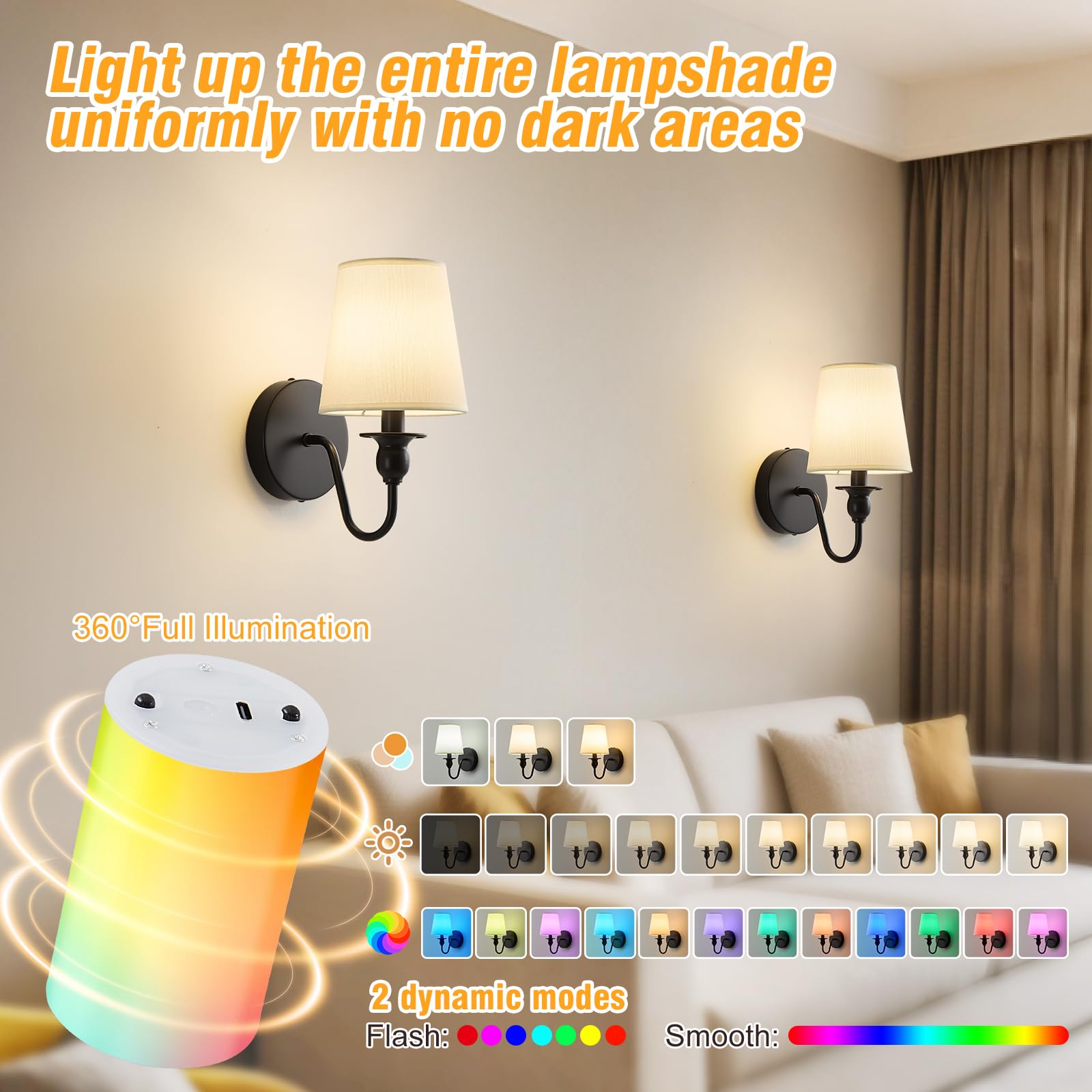 Nuanshued wall sconce remote control demonstrates hands-free brightness tuning.