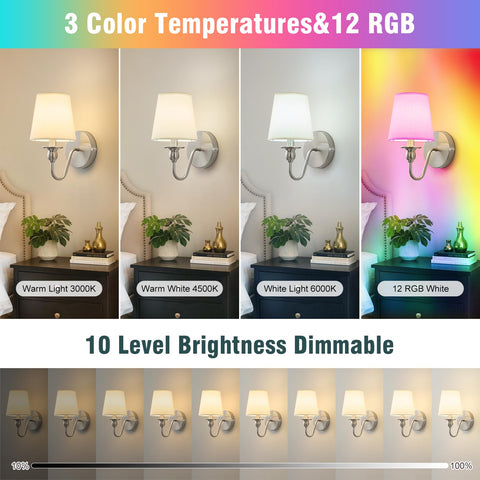 Nuanshued remote-controlled sconces offer convenient brightness control from across the room.