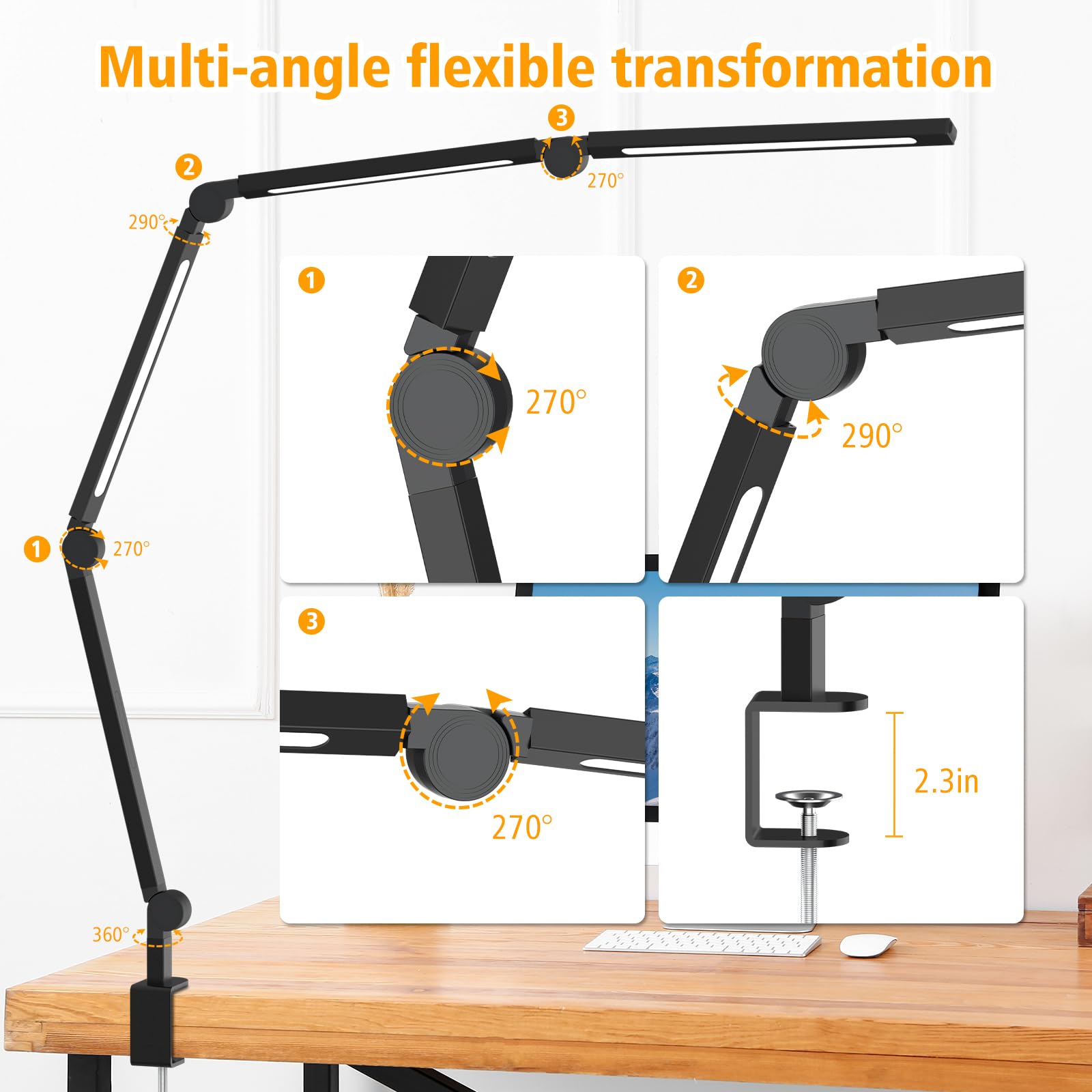 NUERPO energy-saving LED desk lamp reduces eye fatigue with flicker-free illumination.