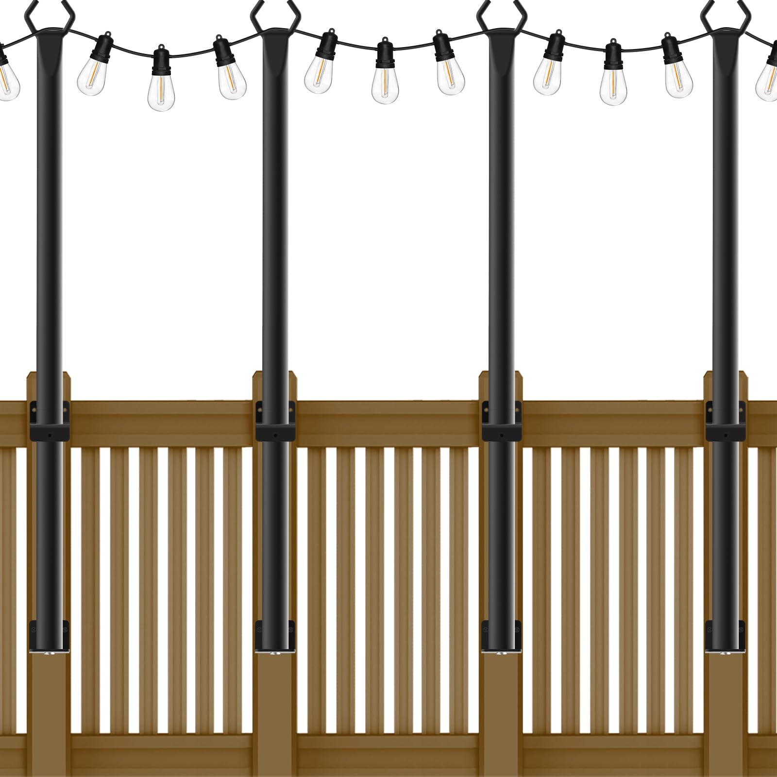 NUERPO 4-pack string light poles for 5ft outdoor use, durable and weatherproof.