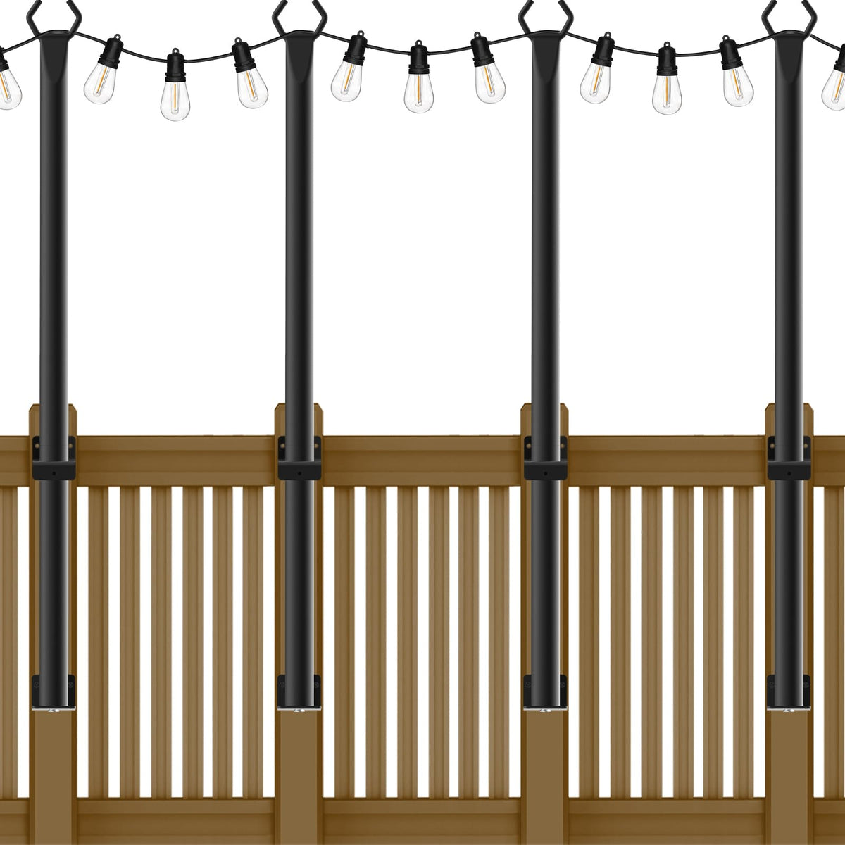 NUERPO 4-pack string light poles for 5ft outdoor use, durable and weatherproof.