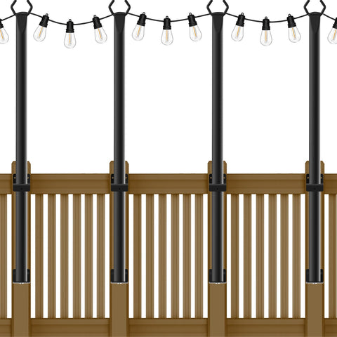 NUERPO 4-pack string light poles for 5ft outdoor use, durable and weatherproof.
