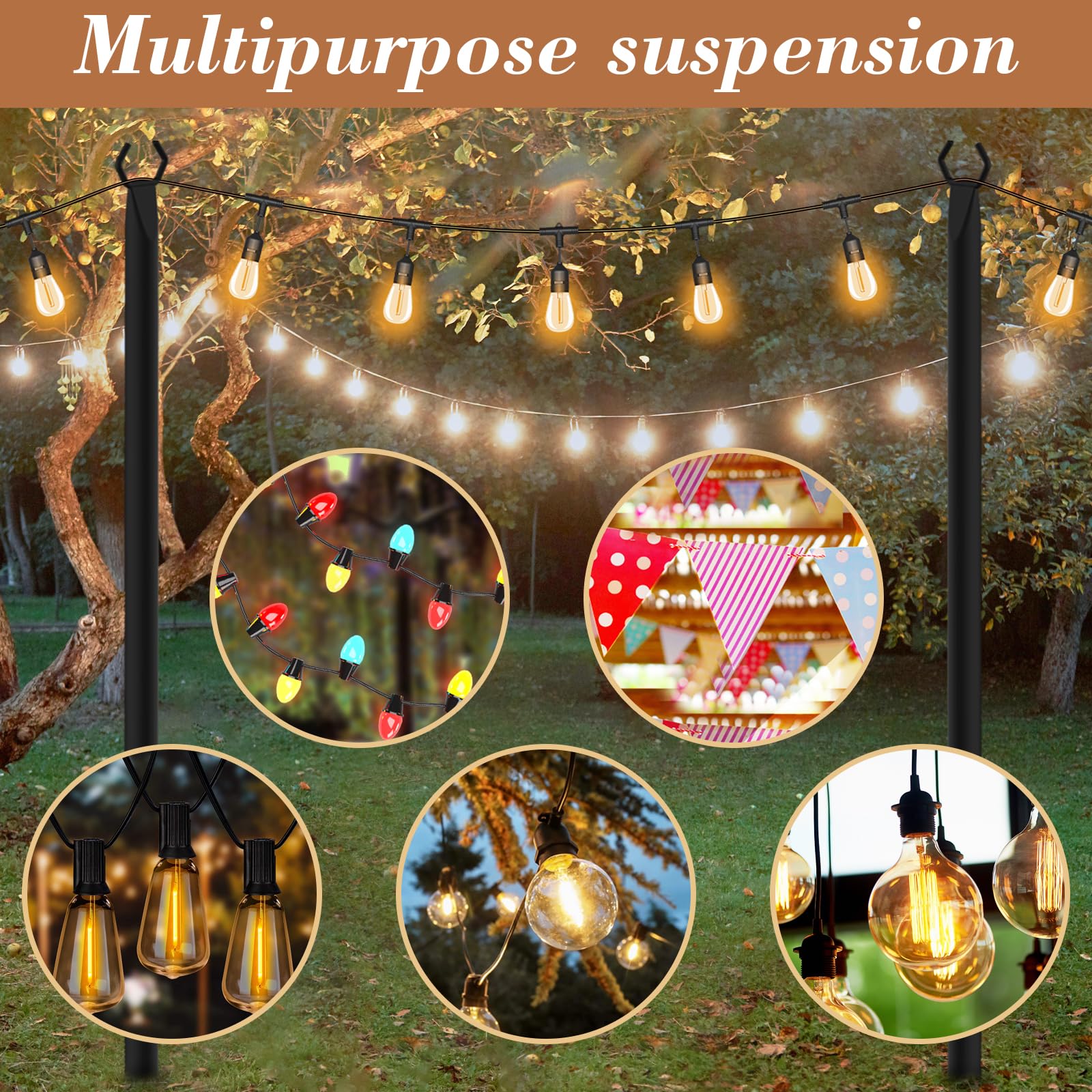 NUERPO adjustable-height poles to customize hanging light height for perfect ambience.