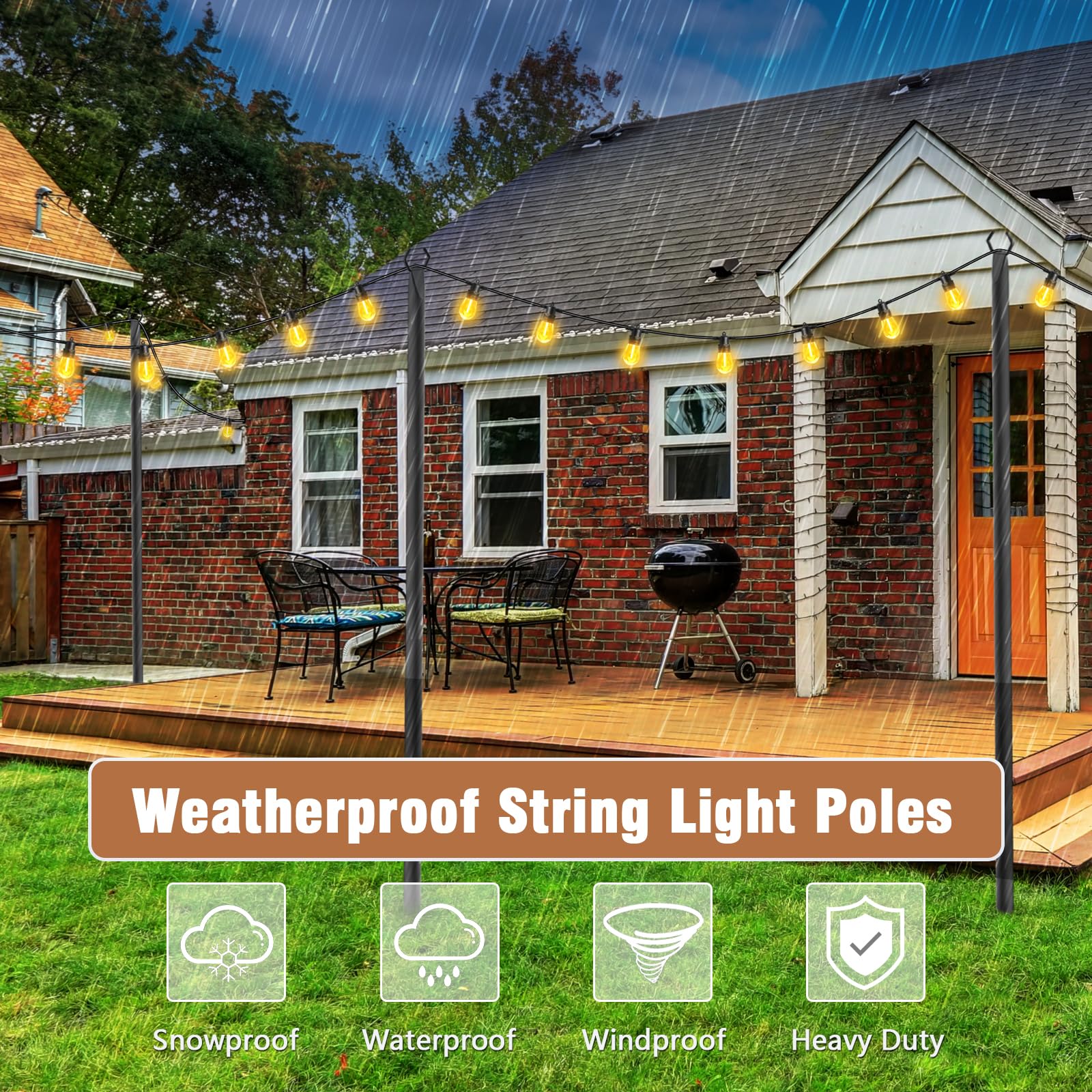 NUERPO easy-installation poles for quick, tool-free setup.