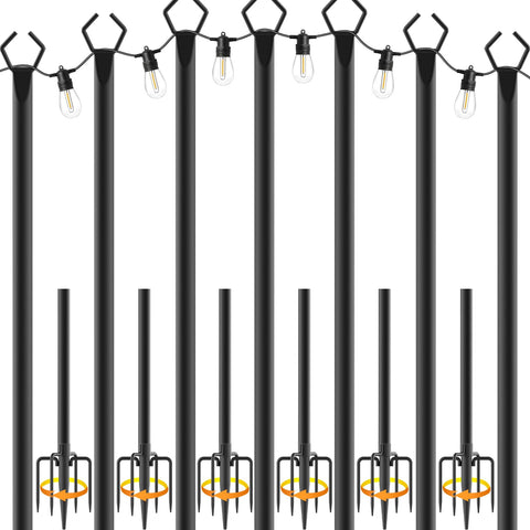 NUERPO 7-pack light poles for outdoor hanging lights, sturdy design for stable setups.