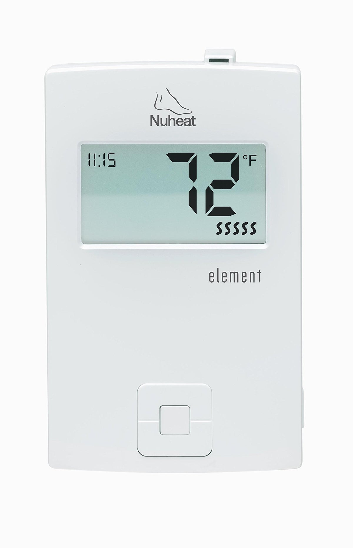 Nuheat Element thermostat backlit display offers clear temperature readings for easy adjustments.