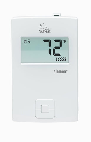 Nuheat Element thermostat backlit display offers clear temperature readings for easy adjustments.