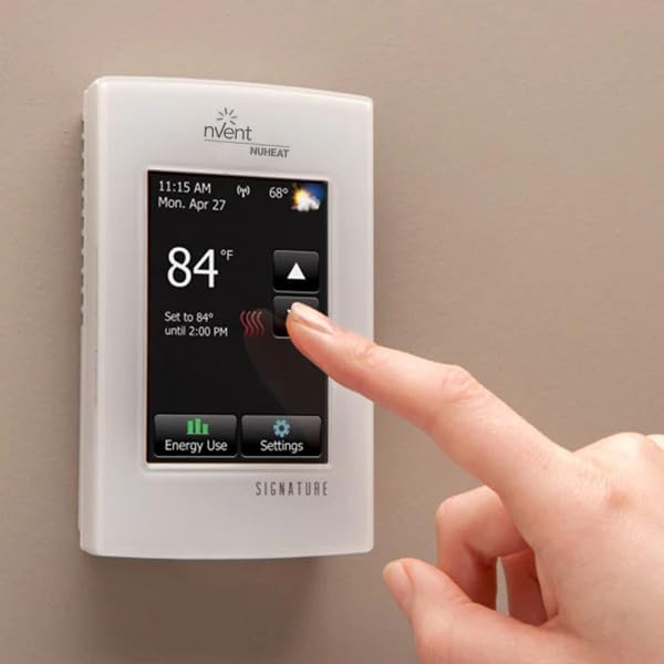 Nuheat Signature app control screen enables WiFi access from iOS and Android.