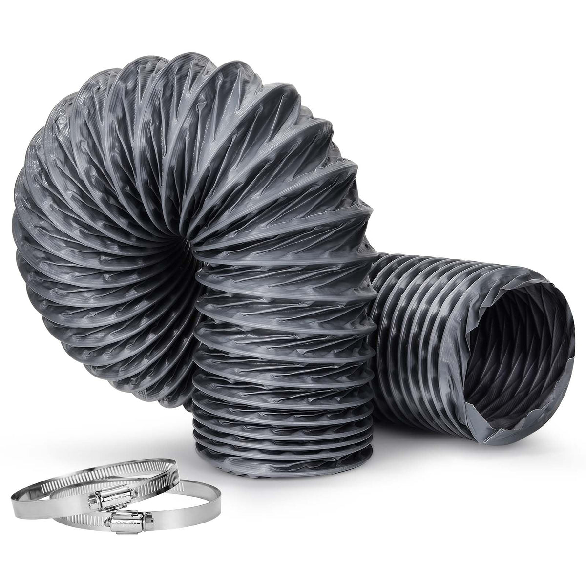Nui-Rui dryer vent hose close-up showing 4-inch nylon fabric for flexible installation.