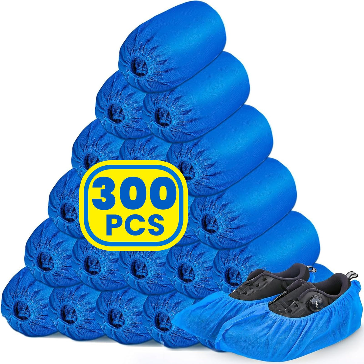NUITPY blue non-woven shoe covers pack shot for indoor protection.