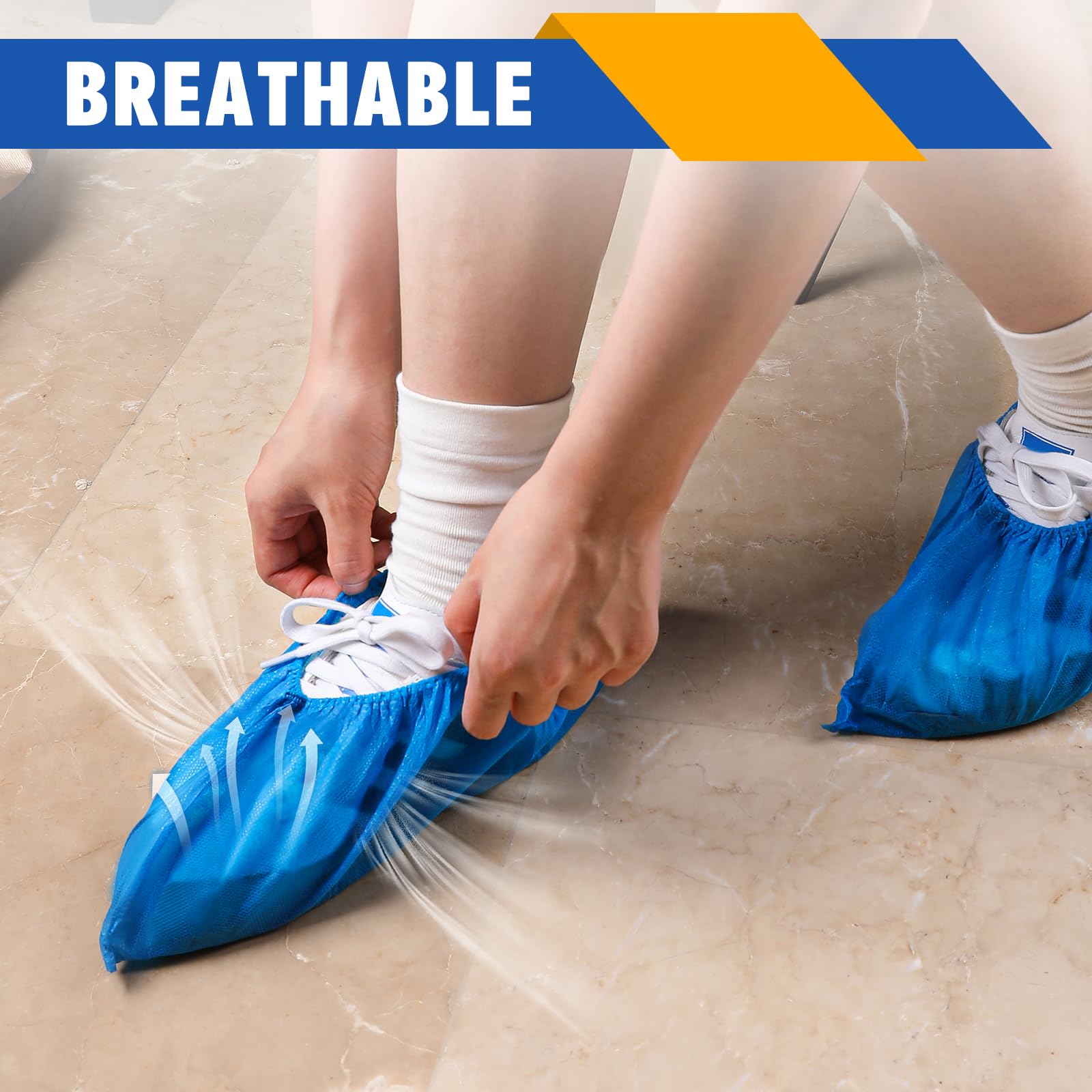 NUITPY shoe covers highlighting extended edge banding and elastic design.